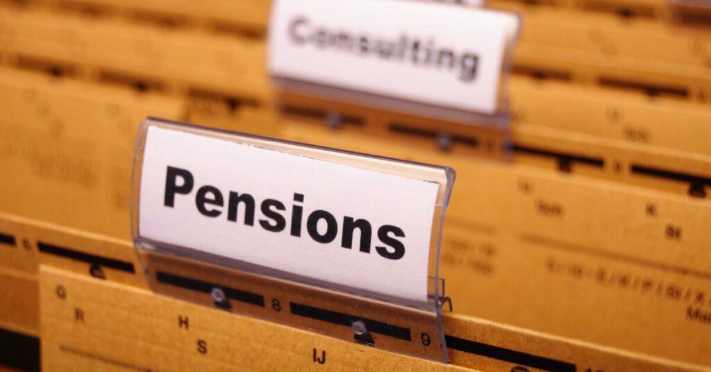 filed folders labeled pensions and consulting