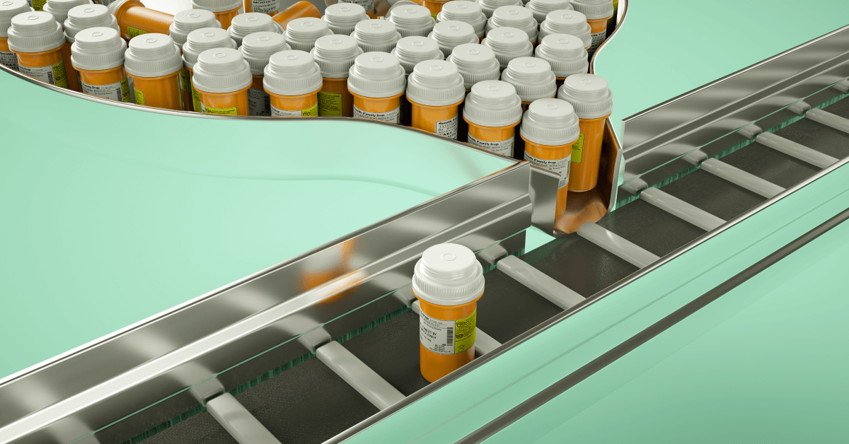 Prescription Bottles On Assembly Line At Mississippi Drug Facility