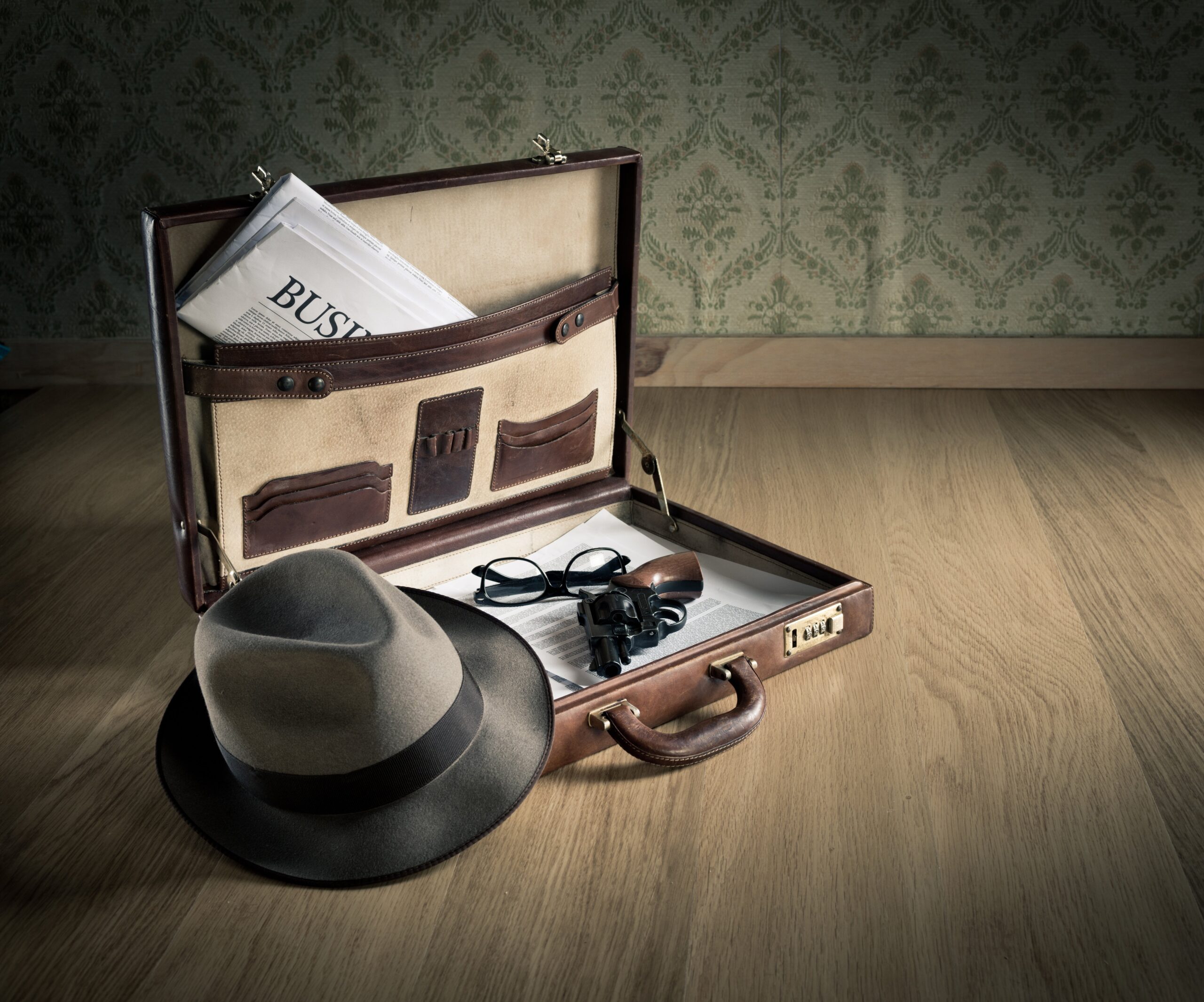 Detective Vintage Briefcase With Hat
