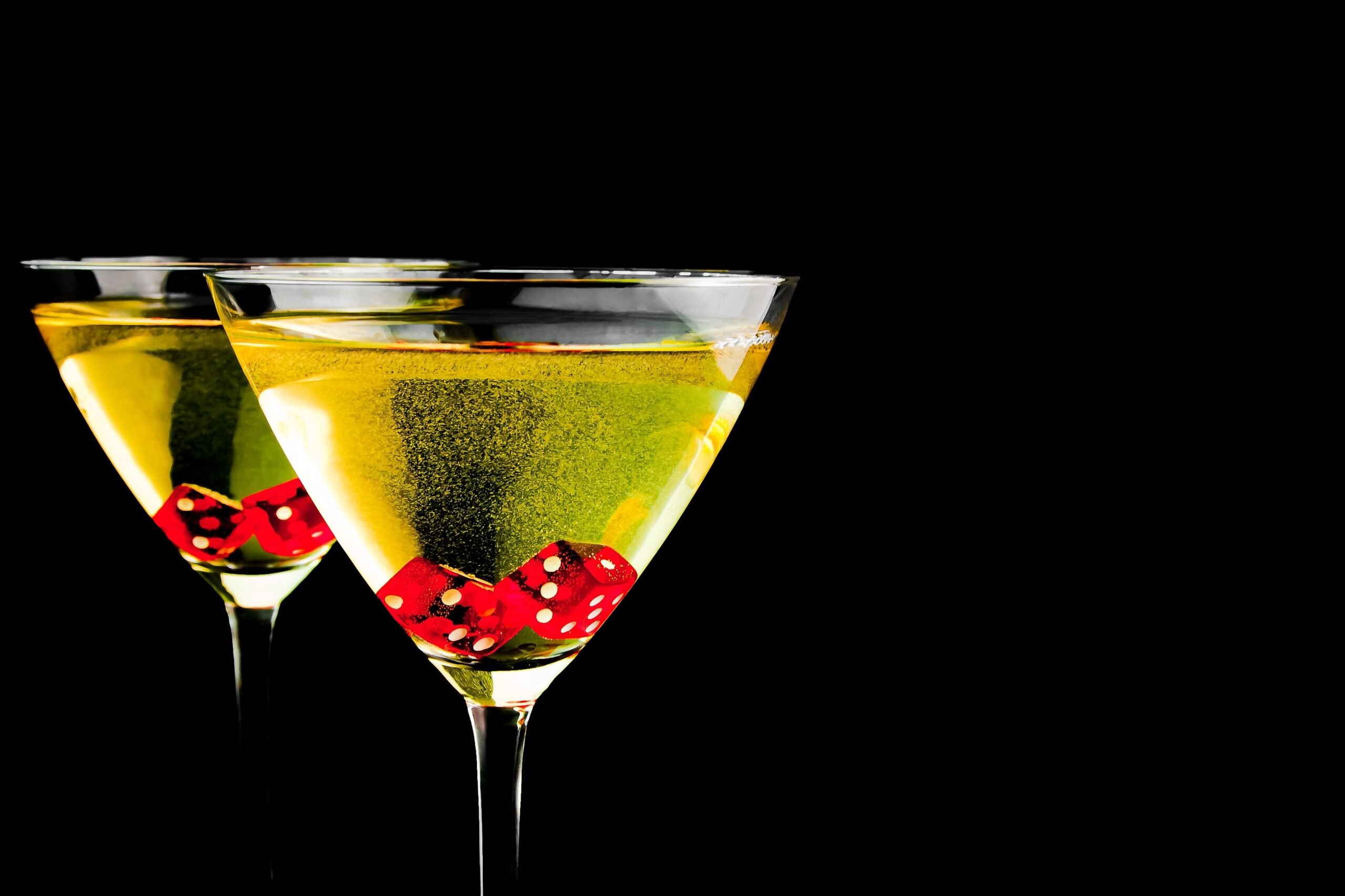 Martinis With Red Dice In Glasses