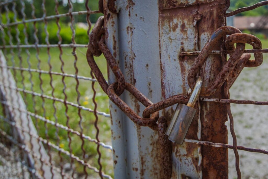 chain around fence doors