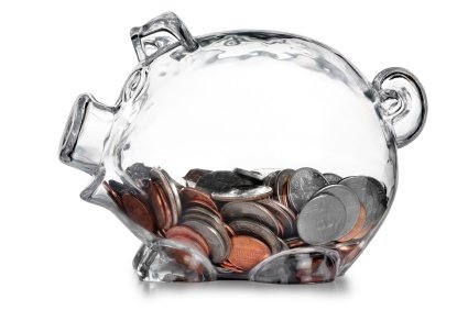 Clear Piggybank Filled With Coins