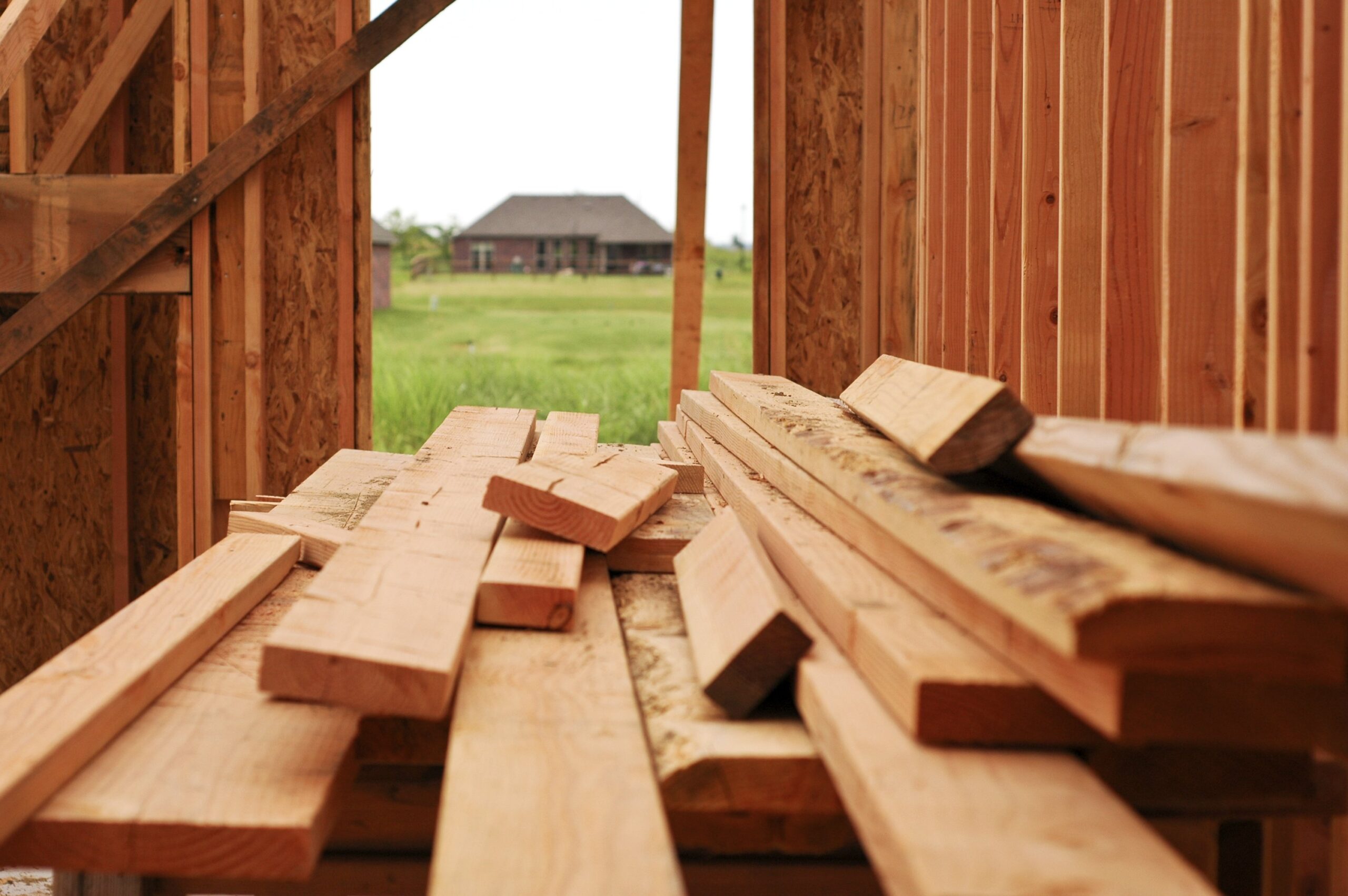 Pieces Of Wood Lumber In Barn