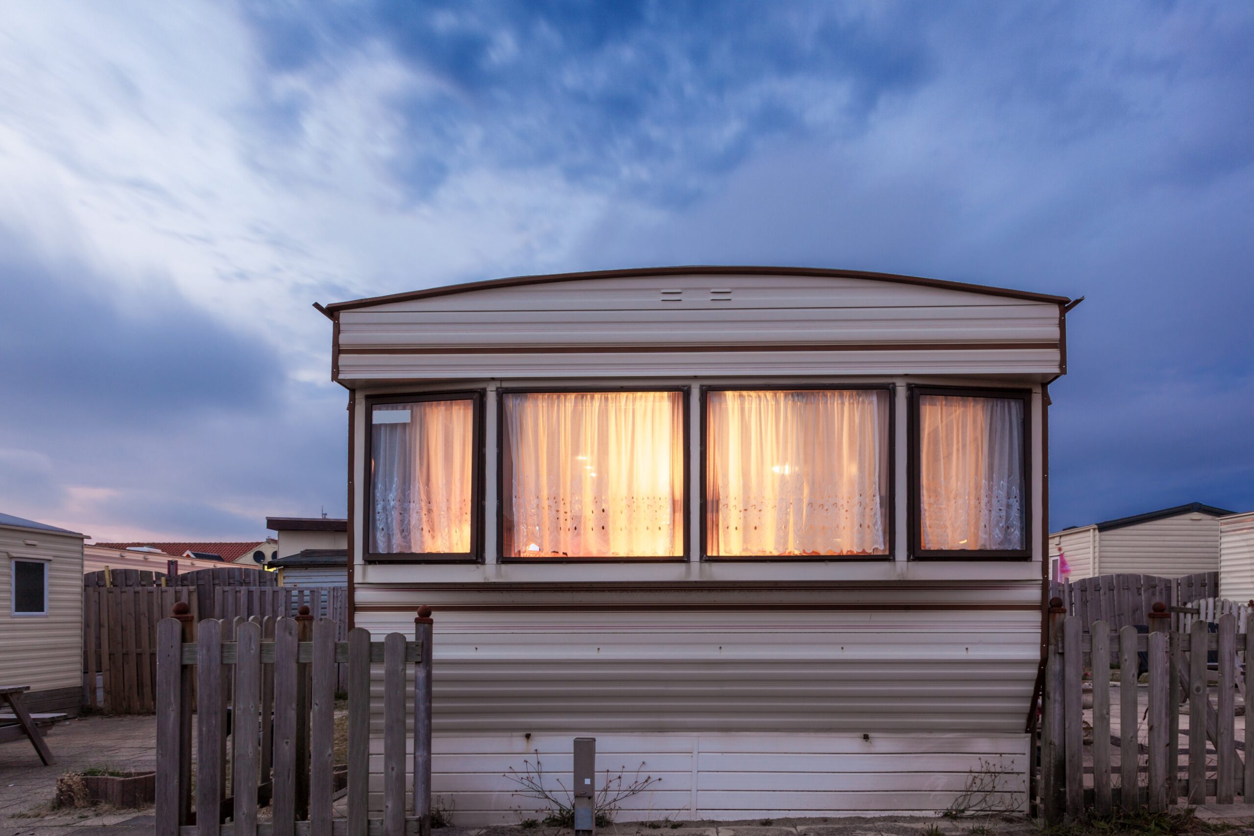 Mobile Home With Lights On